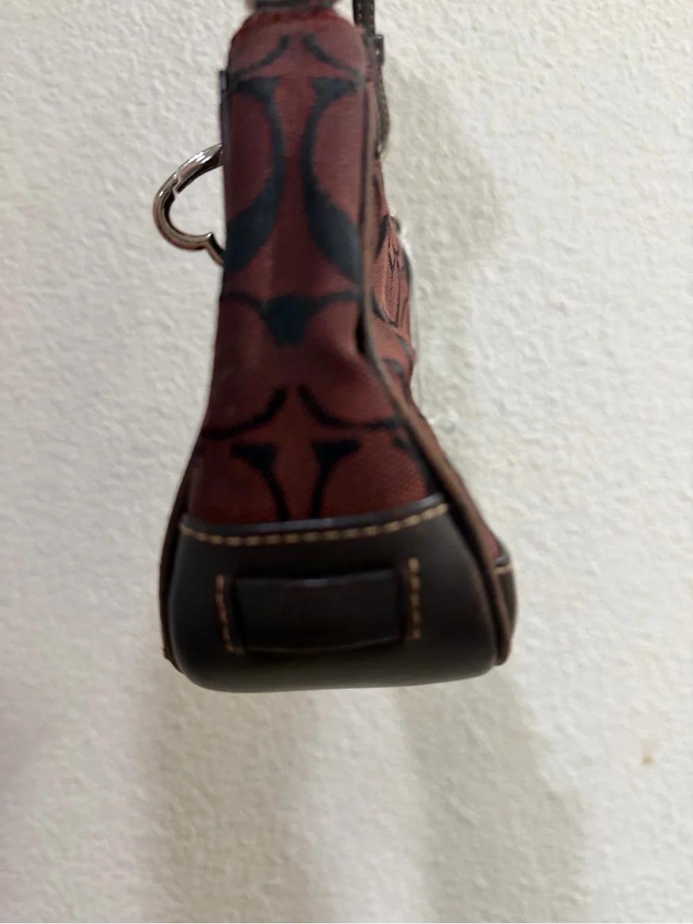 Coach Signature Canvas Mini Shoulder Bag in Burgundy/Black